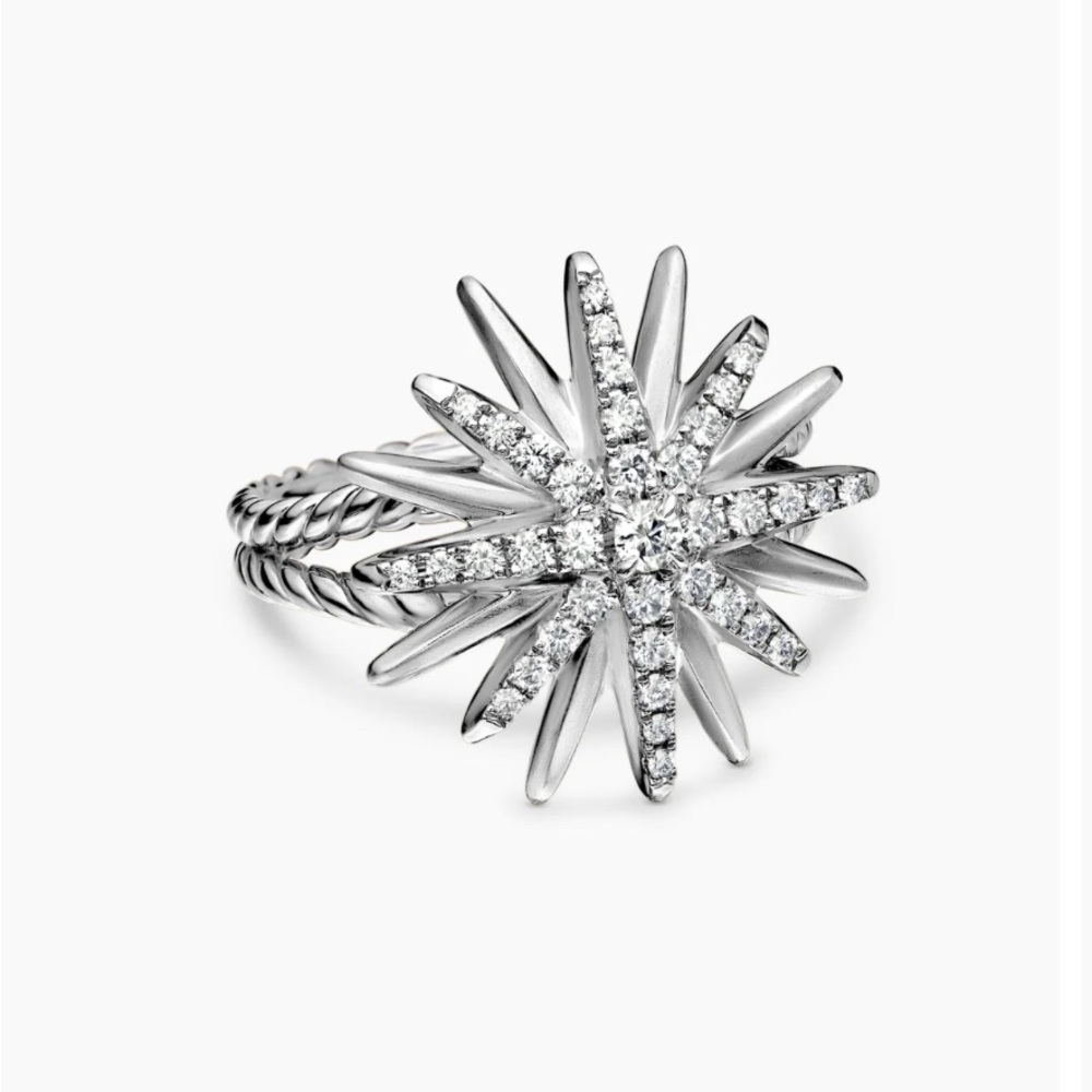 David Yurman Silver and Diamond Starburst Ring
